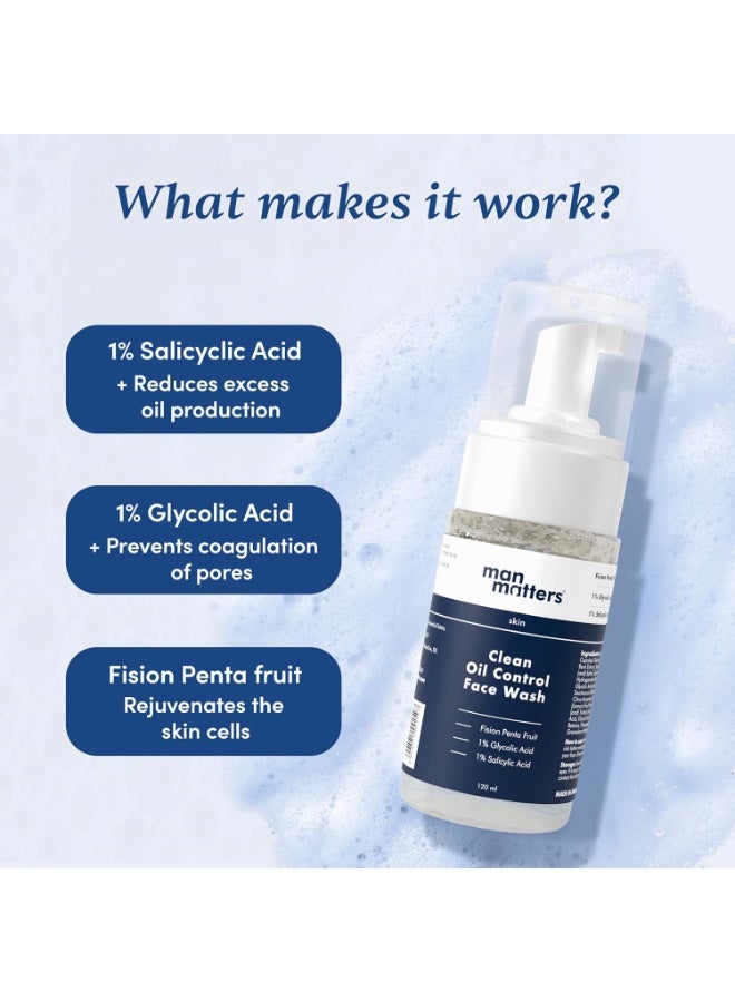 مان ماترز غسول الوجه واللحية للرجال من مان ماترز بتركيز 1% من حمض الساليسيليك للتحكم في إفرازات الزيوت | يحارب حب الشباب وقشرة اللحية | يحتوي على 1% من حمض الجليكوليك | يقلل من الزيوت الزائدة ويقشر البشرة بلطف | 120 مل - Image 2